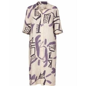 Vintage Betty Jackson Abstract Print Oversized Shirt Dress Made in England